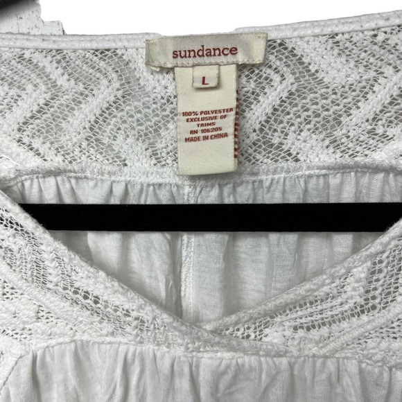 Sundance Boho Top Women's SZ Large white Poncho Flowy Oversized Peasant Blouse - Picture 2 of 5